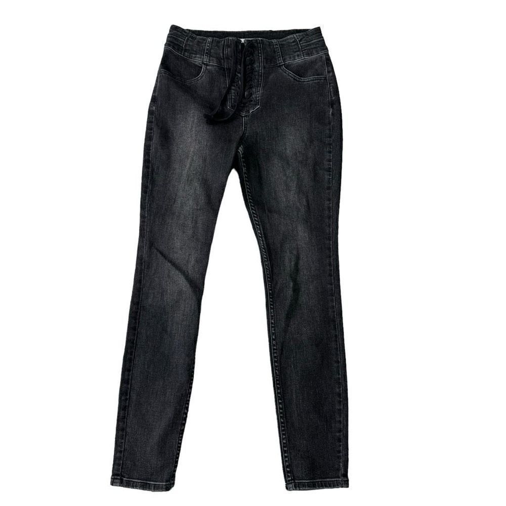 We The Free CRVY Lace-up High Waist Skinny Jeans Black Sz 28